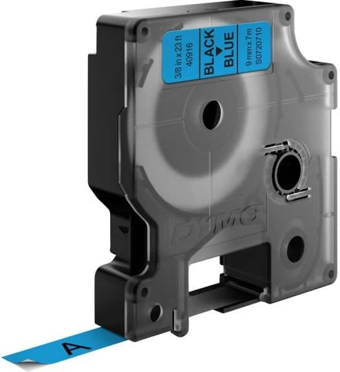 shirit etiketime, Dymo, D1 40916 (S0720710), 9mm x 7m, poliester, i zi mbi blu