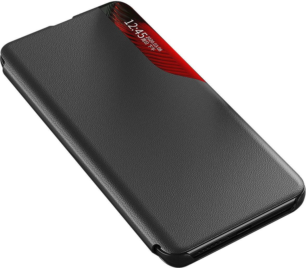 Mbështjellës Hurtel Eco Leather View Case për Samsung Galaxy A73, me kapak dhe mbajtëse, Blu
