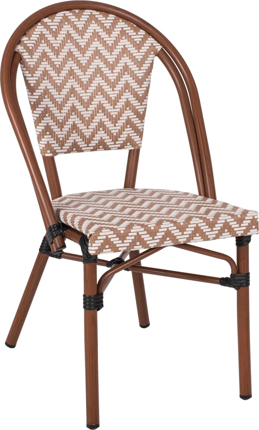 Karrige alumini, pamje bambuje, FH5860.03, tekstilene bezhë-bardhë, 50x54x84.5 cm