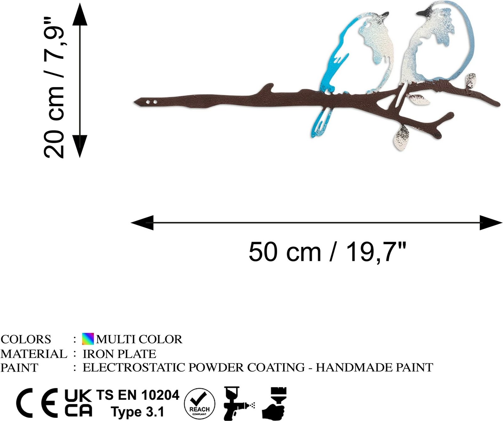 Objekt dekorativ për kopsht, dizajn Aberto, zogj në degë, 26