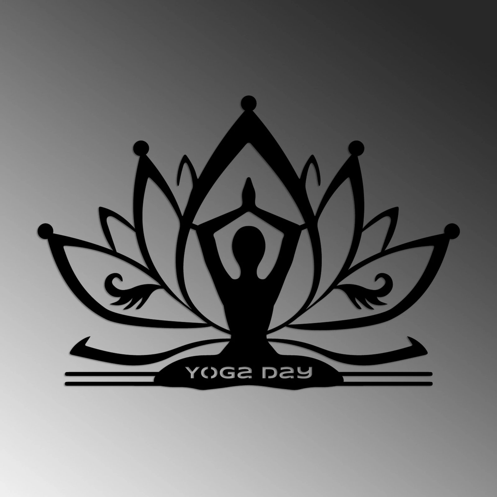 Aksesor dekorativ metalik për mur, Yoga 30, ngjyrë e zezë, 60x42cm