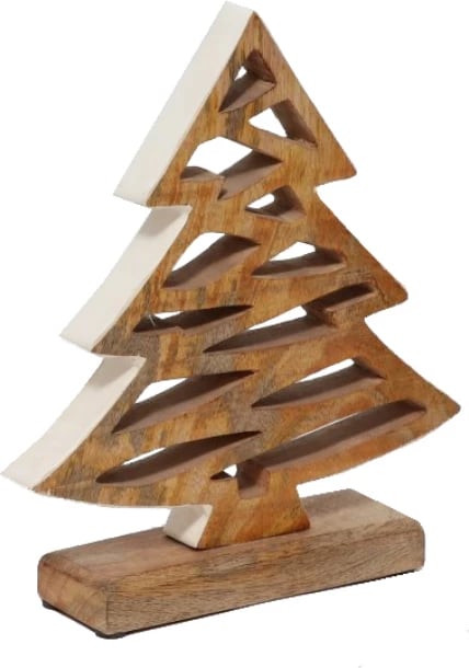 Dekor pemë druri për Krishtlindje, dru mango, natyrale e bardhë, 16x6x20cm Dekor pemë druri për Krishtlindje, dru mango, natyrale e bardhë, 16x6x20cm