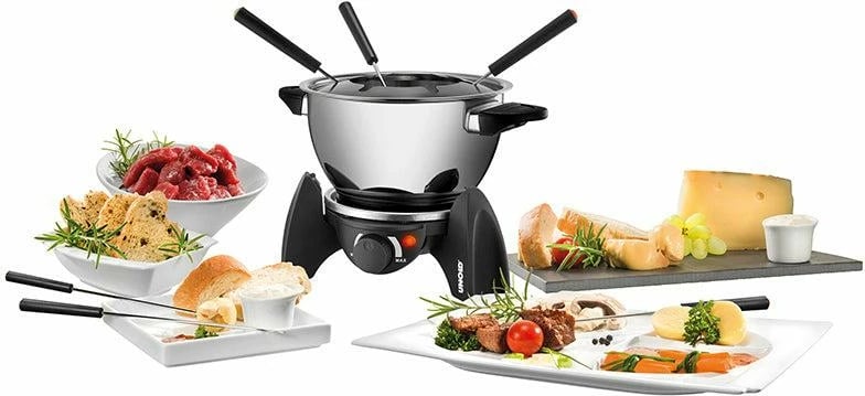 set fondue elektrik UNOLD 48615 0.8 L 6 persona 500W inoks, e zezë