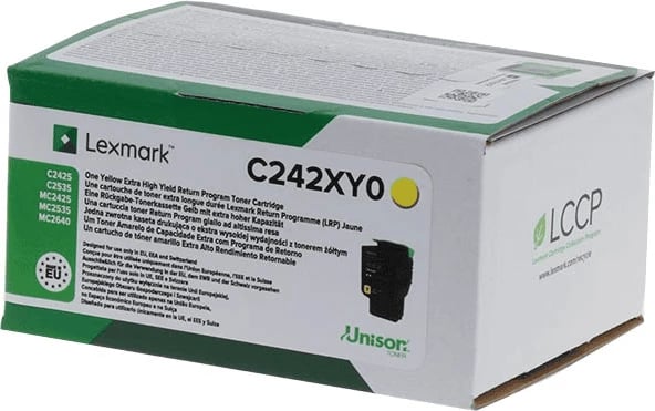 Toner Lexmark C242XY0, rendiment 3500 faqe, madhësi standarde, e verdhë
