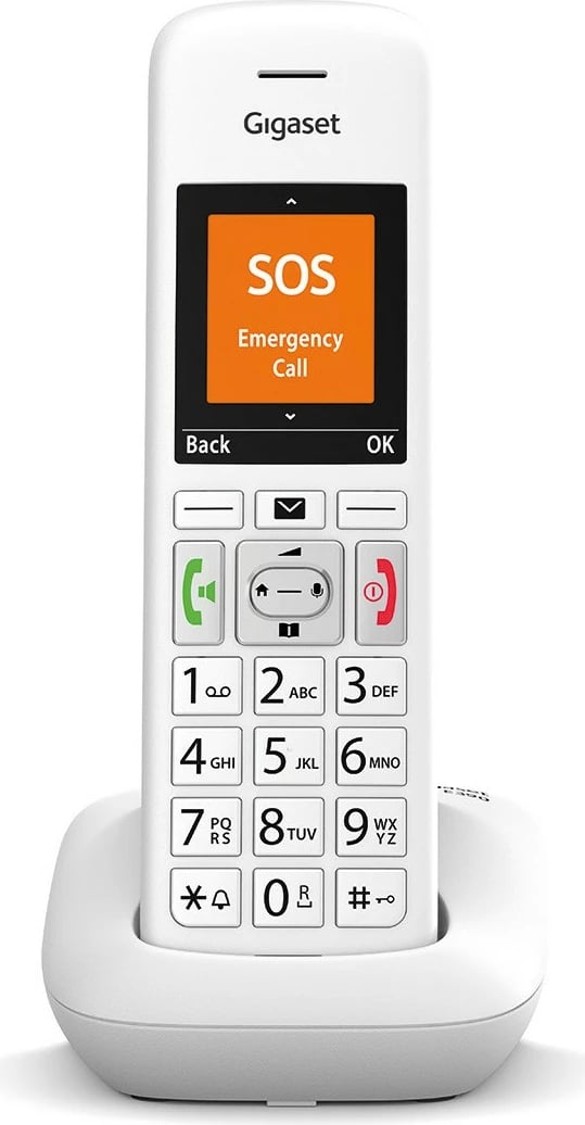 Telefon Gigaset E390, Analog/DECT, Pa tel, Speakerphone, 200 kontakte, Caller ID, Bardhë