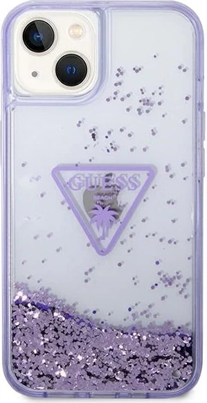 Mbështjellës Guess Liquid Glitter Palm për iPhone 14 Plus 6.7", vjollcë