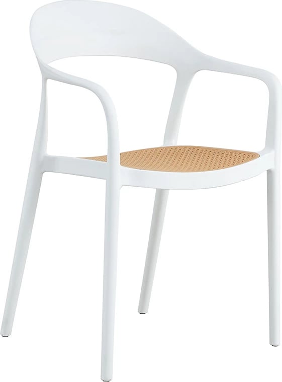 Karrige me krahë Ember, mbrojtje UV, PP, bezhë-e bardhë, 52.5x56.5x81cm