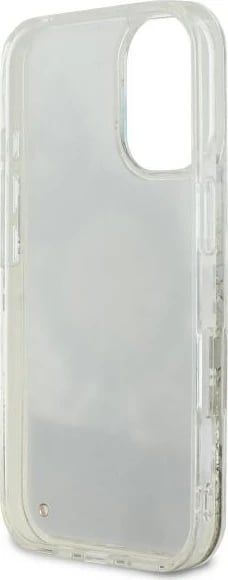 Mbështjellës Guess Liquid Glitter Flower MagSafe për iPhone 16, Bezhe