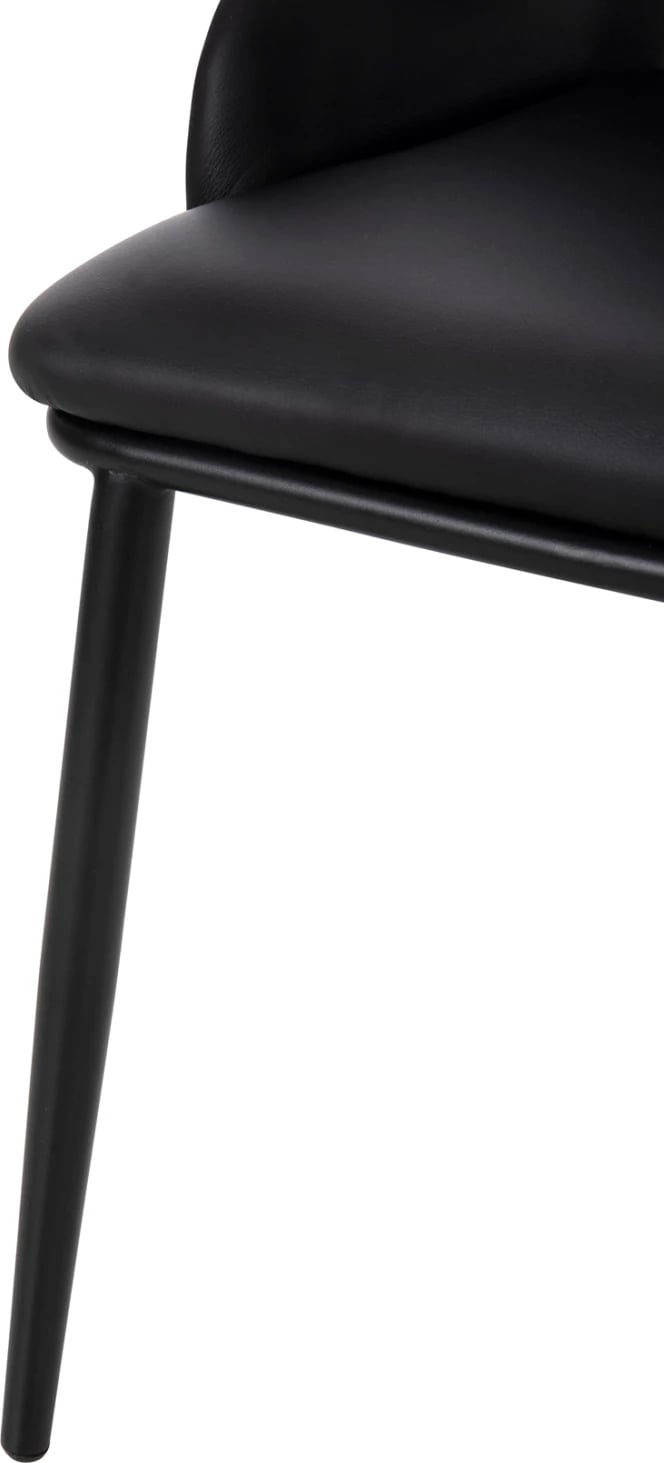 Karrige ngrënieje DELF FH9617.01 PU e zezë-këmbë metali të zeza-shpinë druri natyrale 48x55x76H cm., set prej 2 copë