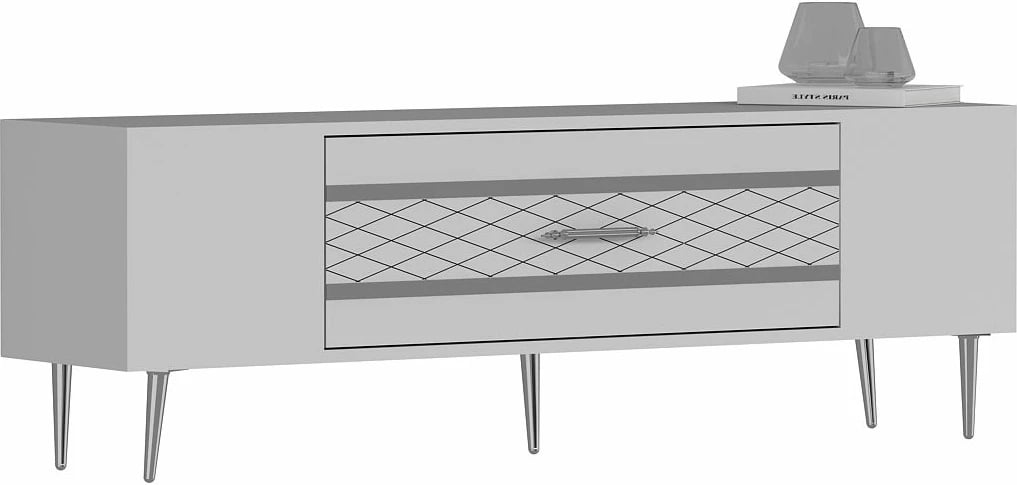 Komodë për TV Skye Decor, Dekolp2, e bardhë, argjend