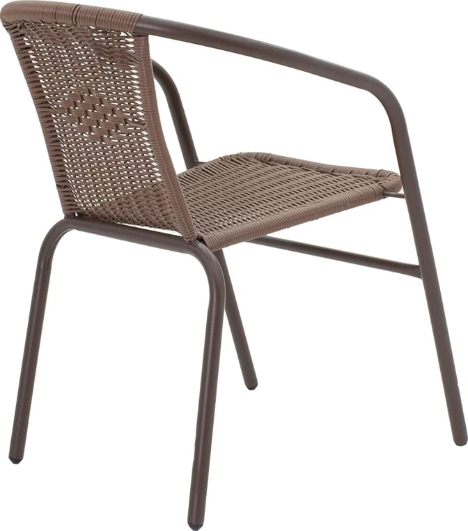 Set tavoline me karrige Obbi-Watson, ngjyrë kafe, metal-pe, 60x60x70cm