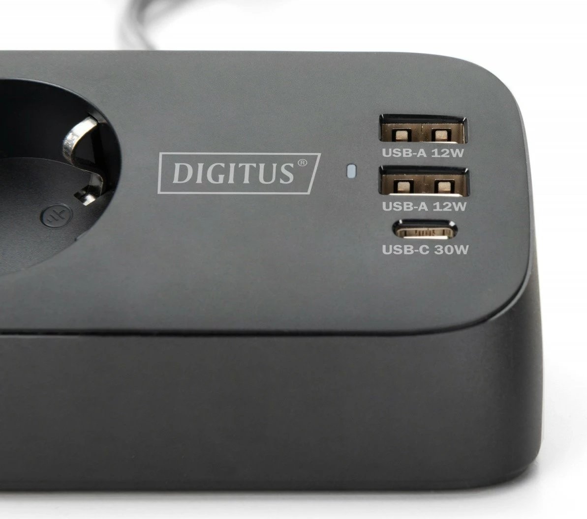zgjatues prizash tavoline, Digitus, DA-70625, 3x Schuko, 2x USB-A 12W, 1x USB-C 30W, kapëse për tavolinë, kabllo 1.5 m, e zezë
