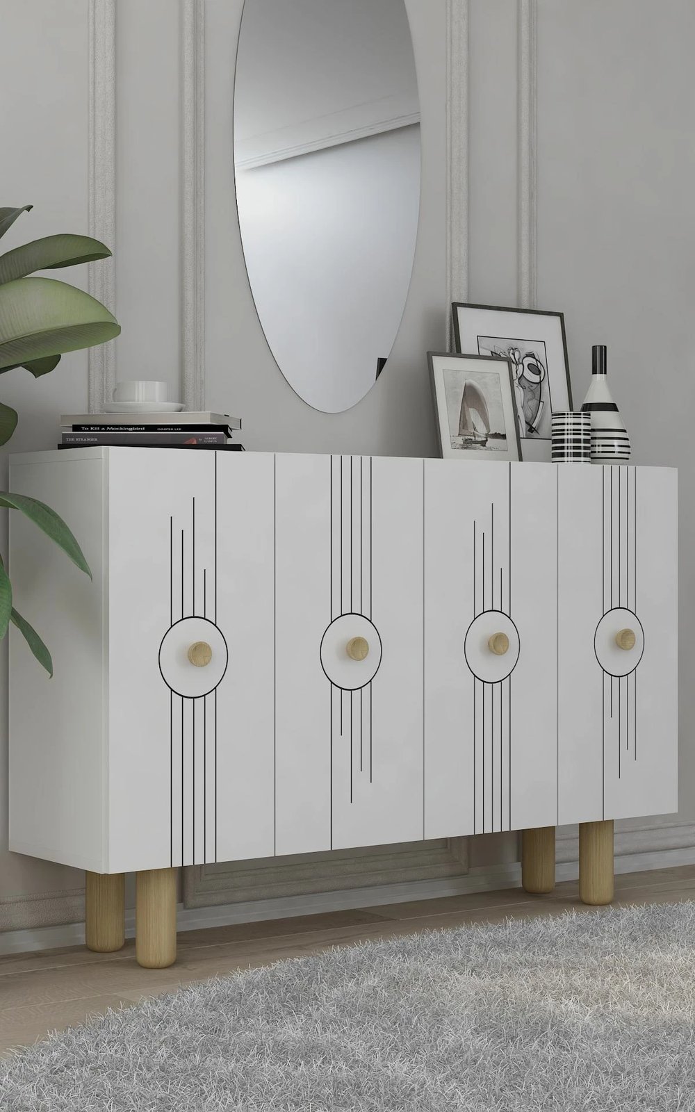 Konsolë Skye Decor, Fraud Bohem KM120, ngjyrë e bardhë