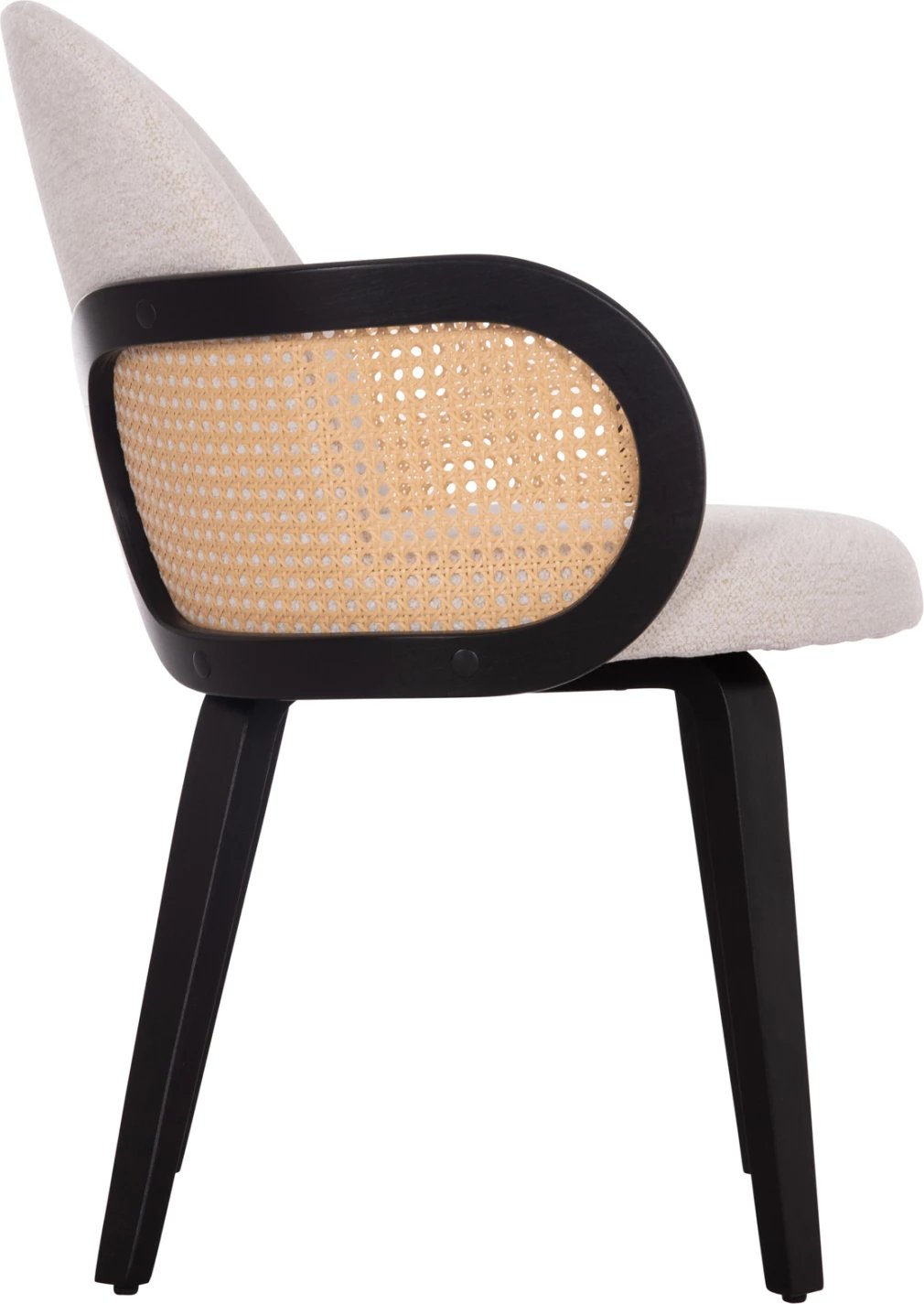 Karrige ngrënieje BECKER, dru i zi, pëlhurë ecru, FH18246.02, 54x62x79cm