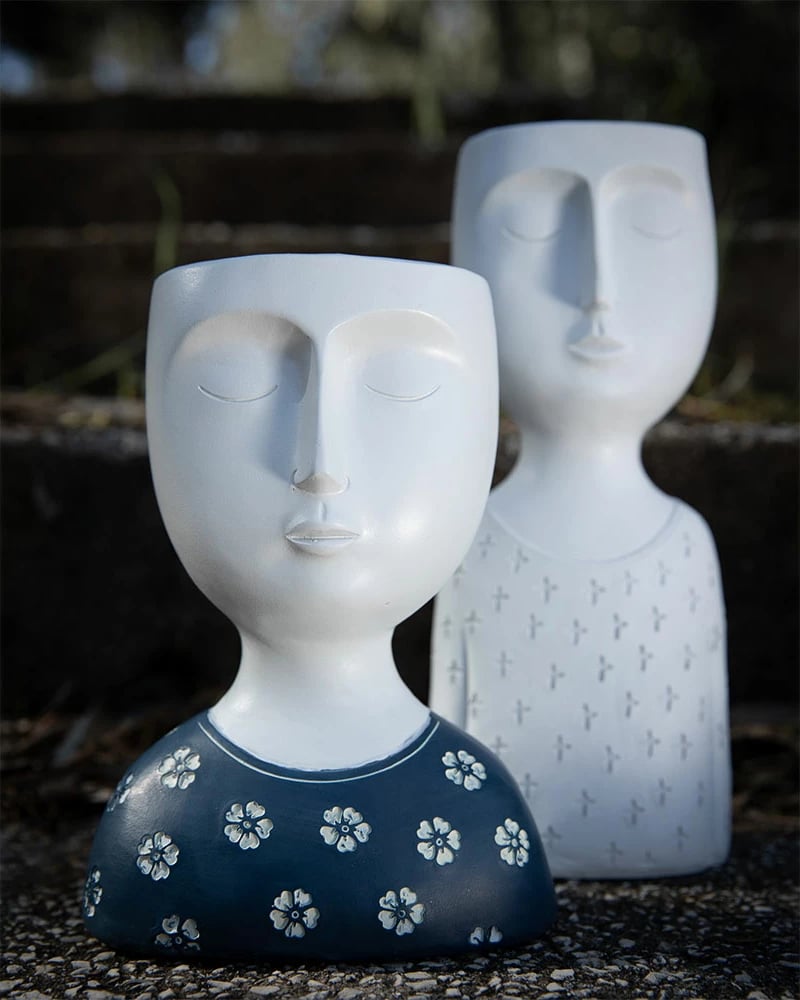 Vazo Ipamo blu e bardhë, polirezine, 15x10x19.4cm