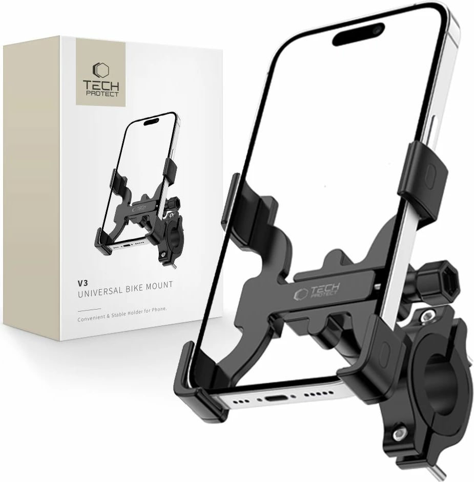 Mbajtës telefoni për biçikletë Tech-Protect V3, për timon, i zi