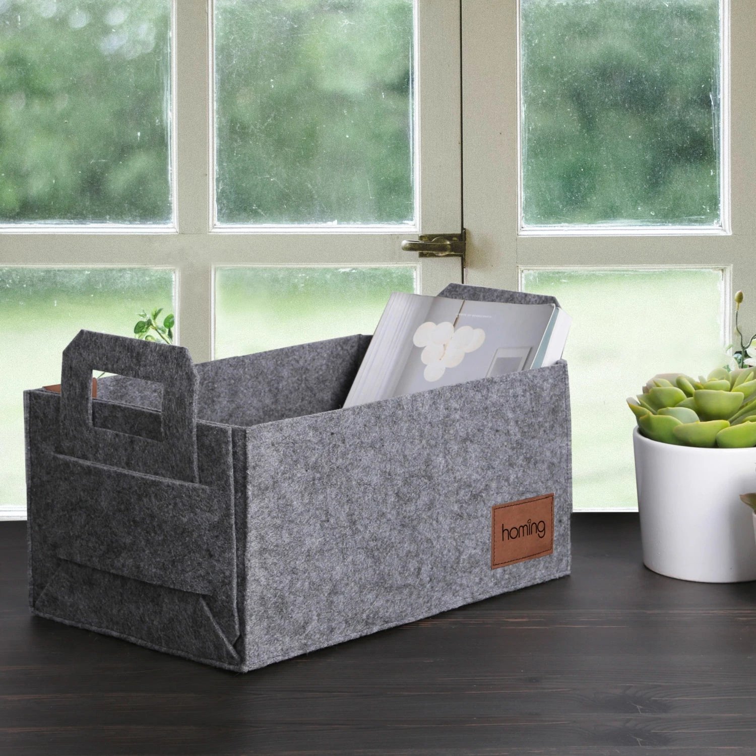 Organizues tavoline prej ndjese, ngjyrë gri, Aberto Design, HMY-6259, 30x20x15cm