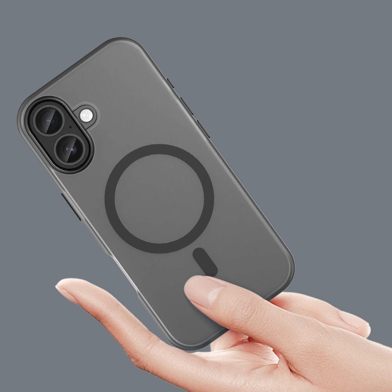Mbështjellës Hurtel Magnetic Abrasive për iPhone 17, MagSafe, TPU/PC, i zi mat