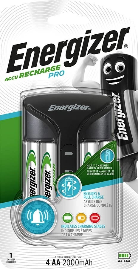 Karikues baterish Energizer PRO, +2 AA, 2000 mAh, e zezë