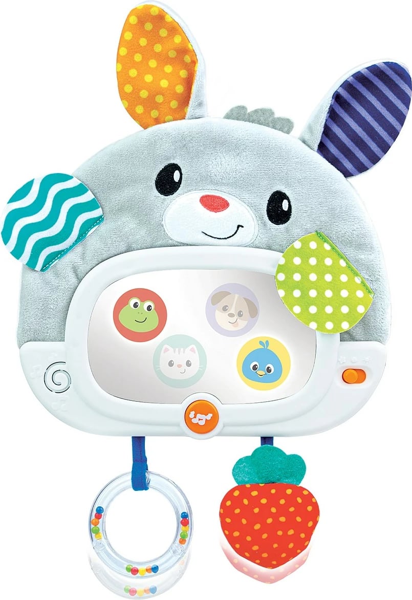 Lodër muzikore për krevat fëmijësh Smily Play Bunny me pasqyrë, gri/bardhë