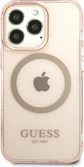 Mbështjellës Guess GUHMP13LHTCMP për iPhone 13 Pro / 13 6.1", MagSafe, Rozë