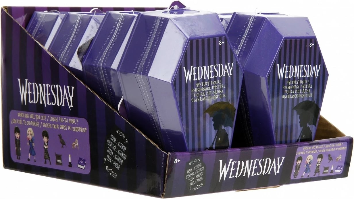 Figurinë metalike koleksionuese Wednesday Jada Toys Deluxe Blind Pack, 2.5 inç, set prej 8 copë