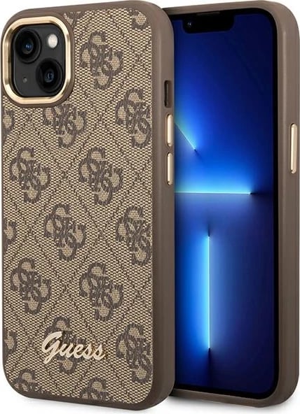 Mbështjellës Guess GUHCP14SHG4SHW për iPhone 14 6.1", 4G Vintage Gold Logo, Kafe