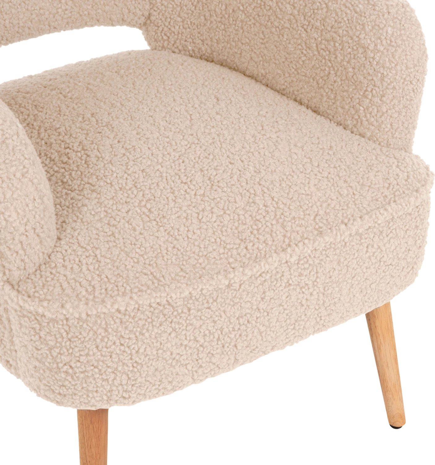 Karrige MYLIE FH8394.23, pëlhurë boucle e bardhë, 66x75x93H cm