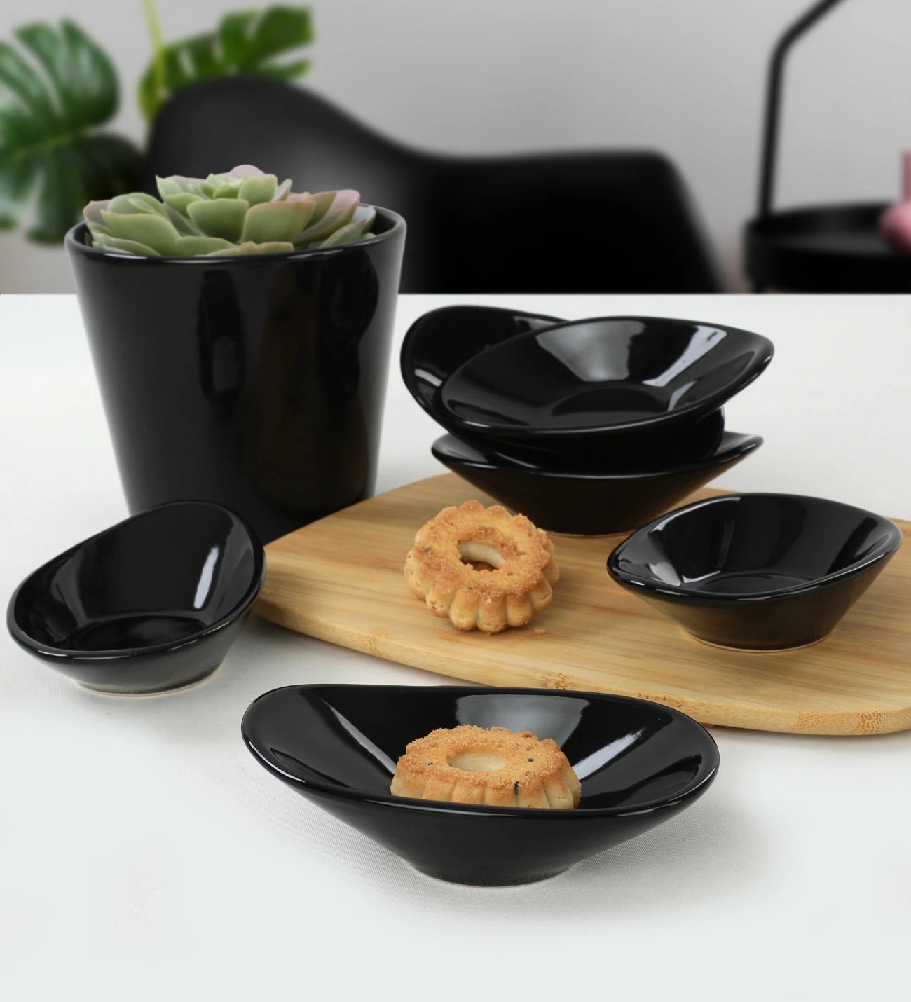 Set tasash për salcë, qeramike, 6 copë, ngjyrë e zezë, Hermia Concept, ST511006F650A000000MAYD200