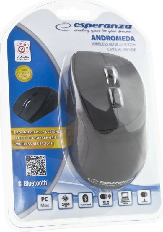 Maus Bluetooth Esperanza Andromeda EM123K, 1000/1600/2400DPI, 6 butona, i zi