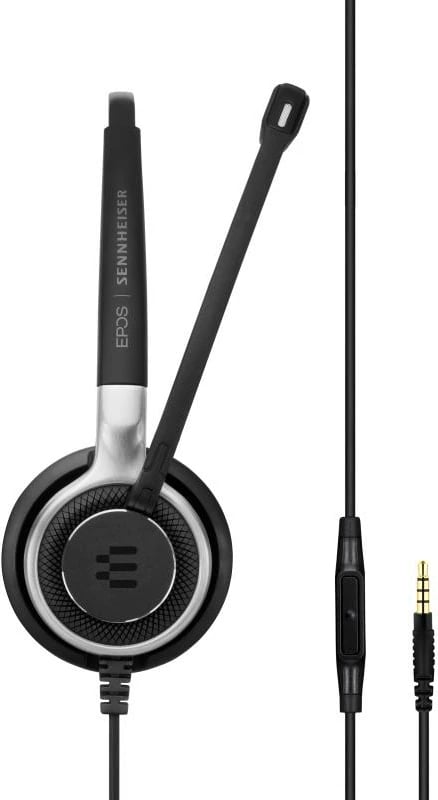 Kufje me mikrofon, EPOS Sennheiser, Impact SC 635 mono 1000642, jack 3.5 mm, kabëll 1.5 m, zi/argjend