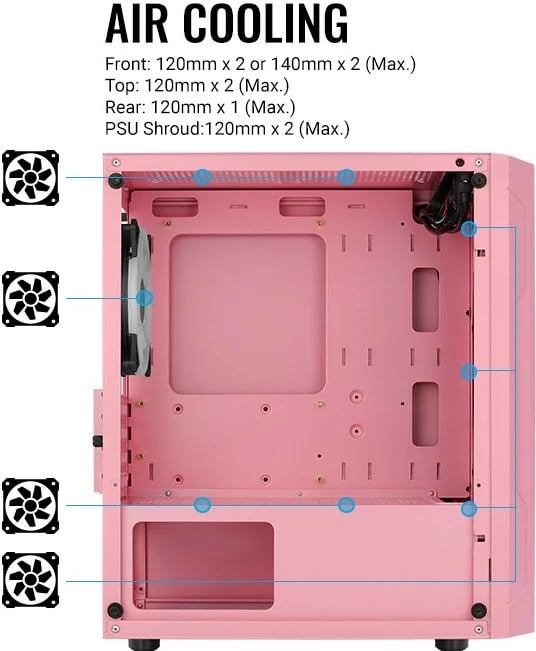 Kasë Aerocool Trinity Mini-Tower V3 - E Rozë