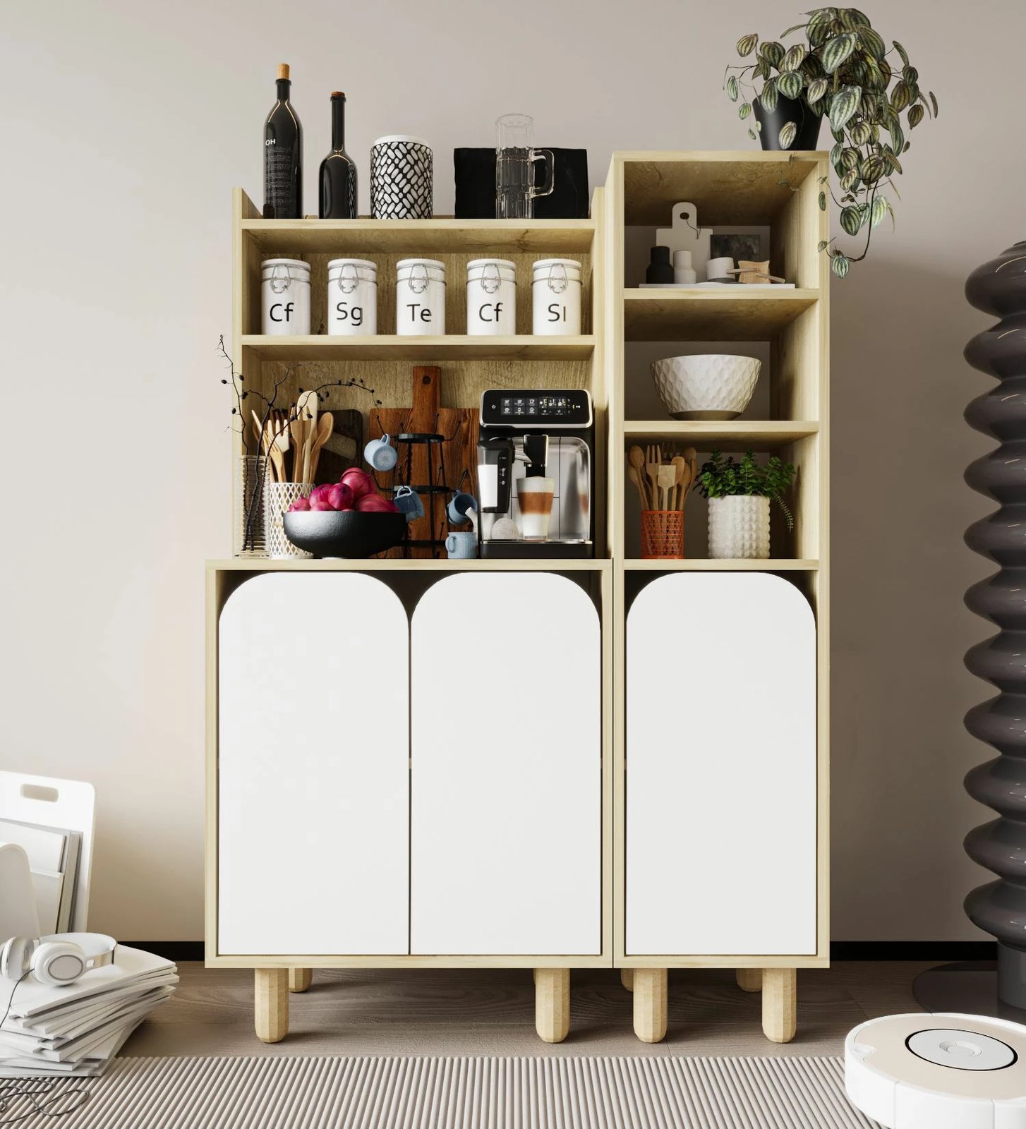 Dollap multifunksional, ngjyrë lis safir dhe e bardhë, Skye Decor Parma 3