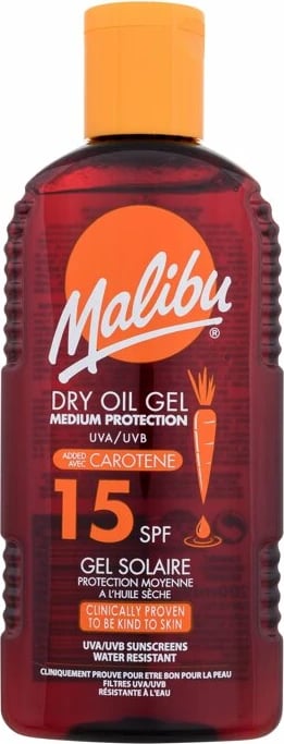 Losion për trup me vaj të thatë për diell Malibu Dry Oil Gel me Karoten SPF15, 200ml