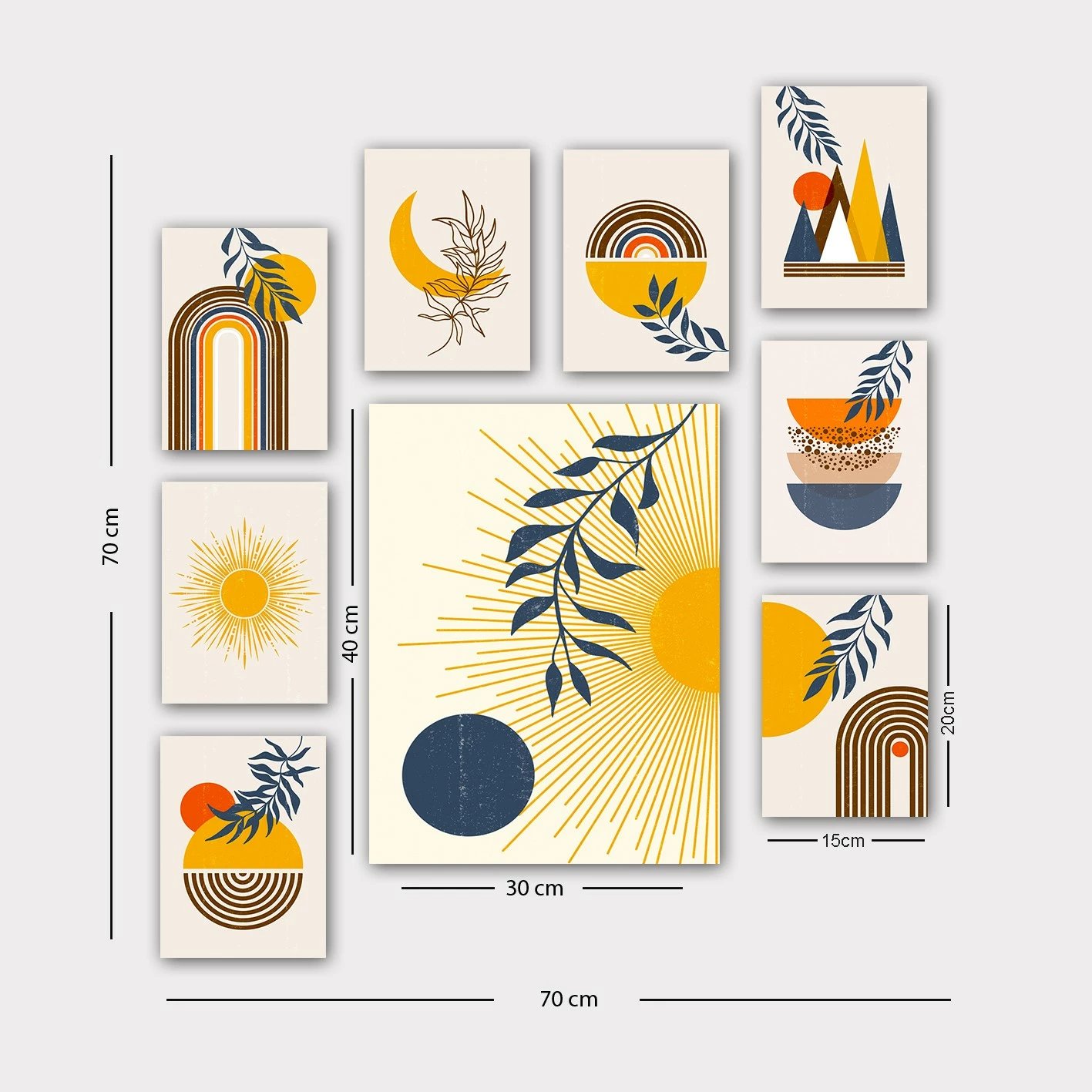 Piktura dekorative MDF (9 copë), Wallity, 9MDF03YS