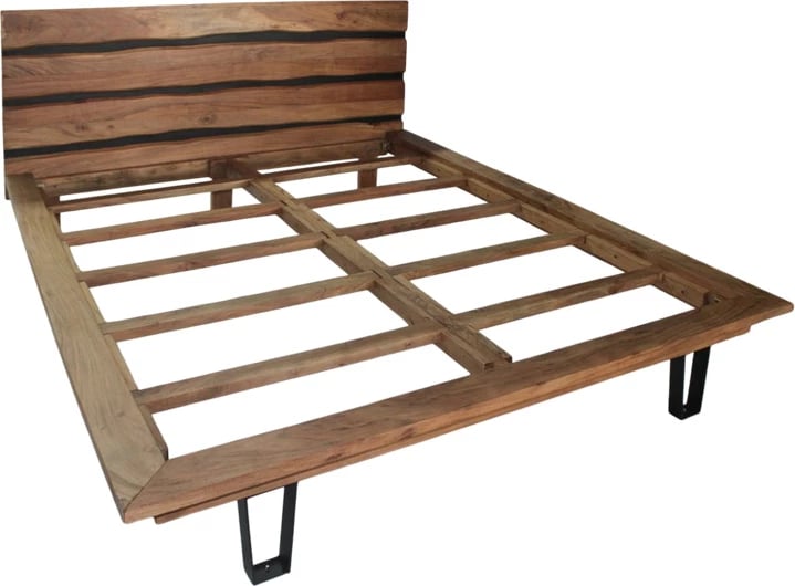 Krevat dopio Imena, dru i fortë natyral, 160x200cm