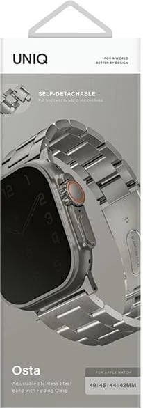 Rrip çeliku inox për Apple Watch UNIQ Osta, 42/44/45/49mm, Argjend