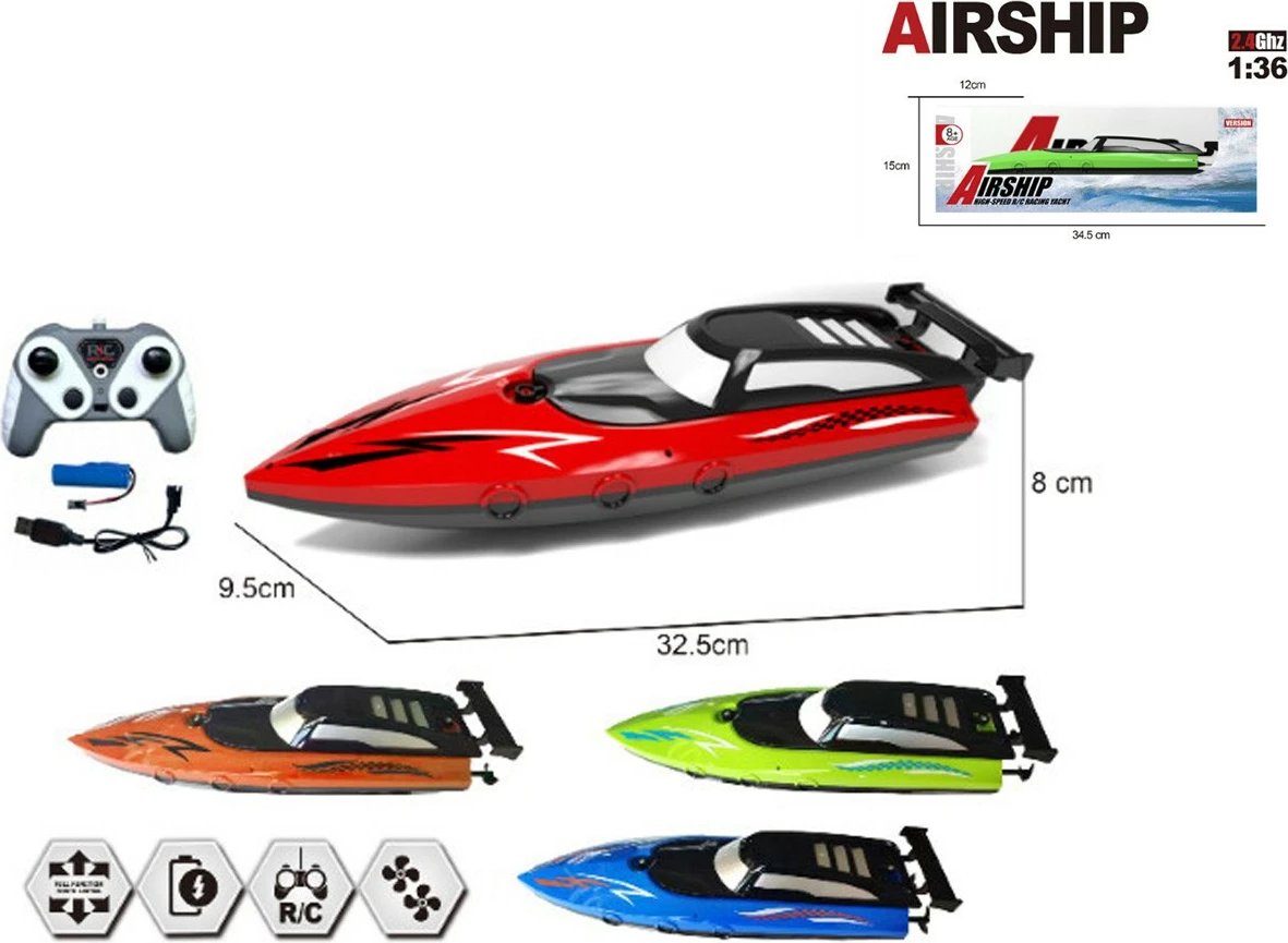 Varkë me telekomandë Madej RC Motorboat 4, me karikues USB, ngjyra të përziera