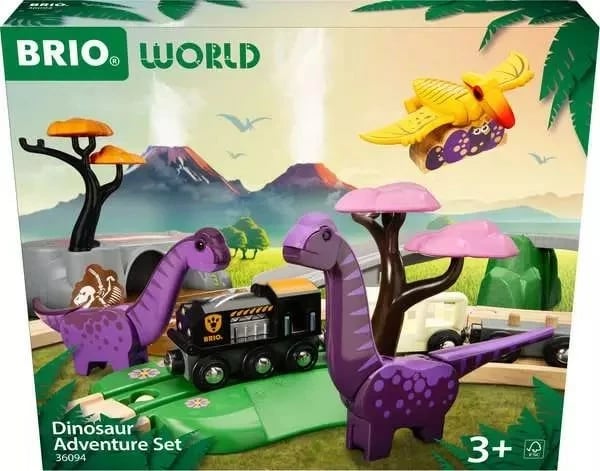 Set aventurë dinosaurësh Ravensburger BRIO, dru, për fëmijë