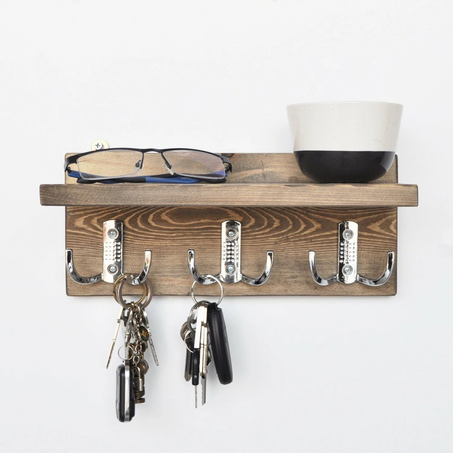 Raft muri prej druri, ngjyrë arre, Hanah Home, Aa031