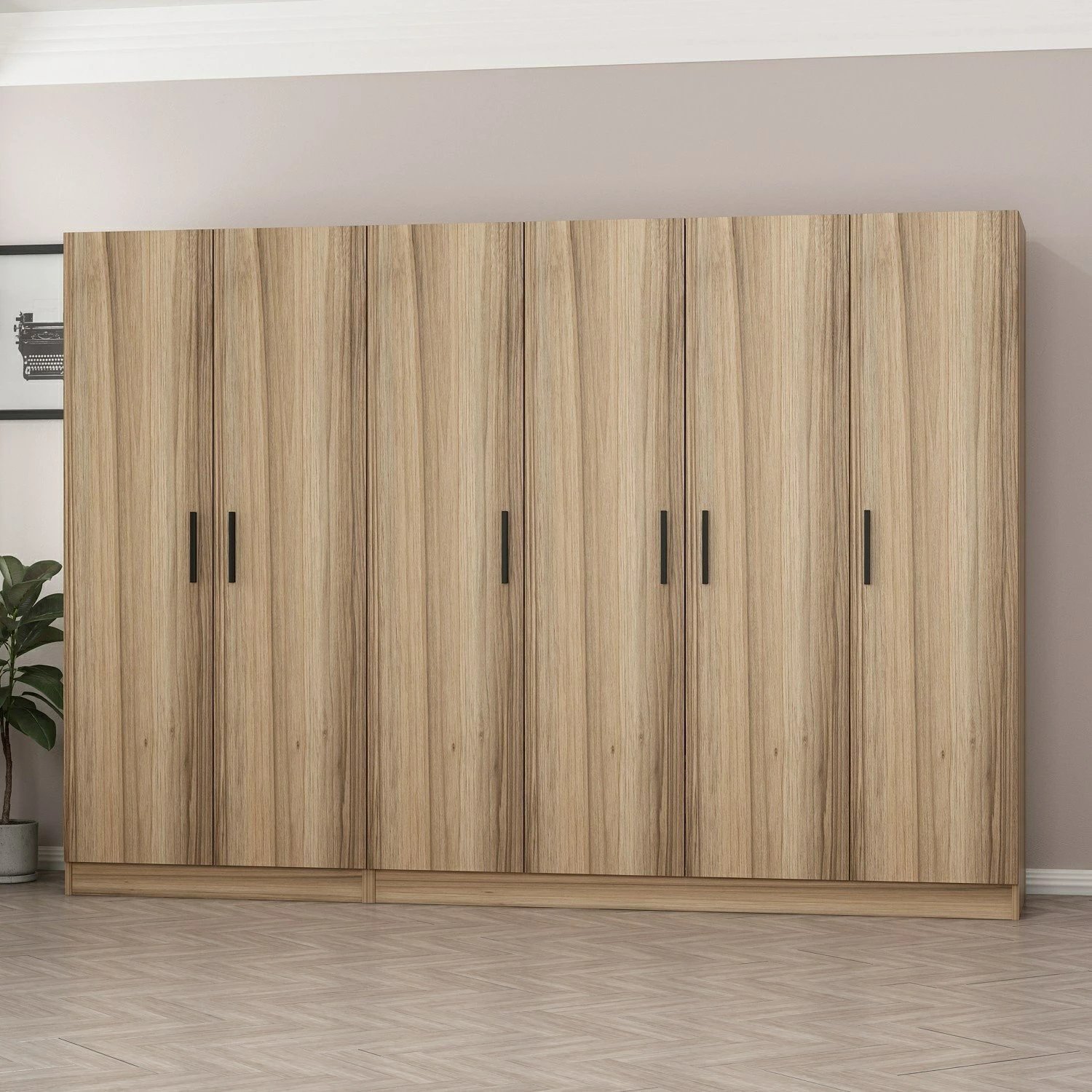 Dollap garderobe Skye Decor, ngjyrë dore, 270x210x52cm, 8 pjesë
