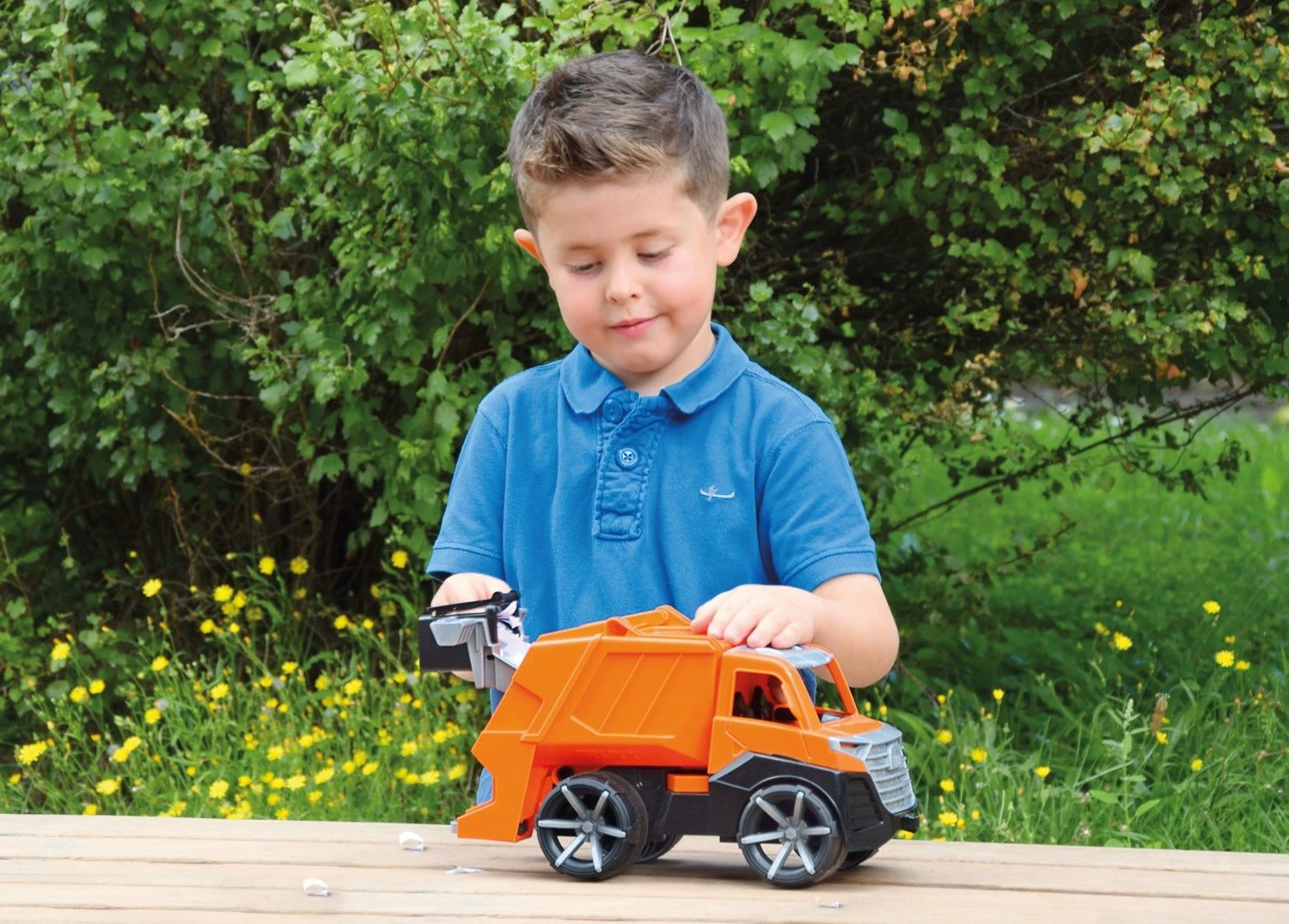 Kamion mbeturinash lodër Lena Truxx2, plastikë, 30 cm, portokalli/zezë/argjend