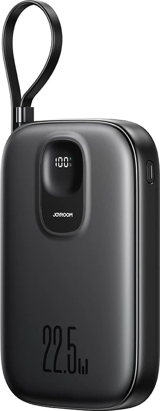 Powerbank Joyroom JR-PBF17 10000mAh 22.5W me kabllo USB-C të integruar + kabllo USB-C 25cm, e zezë