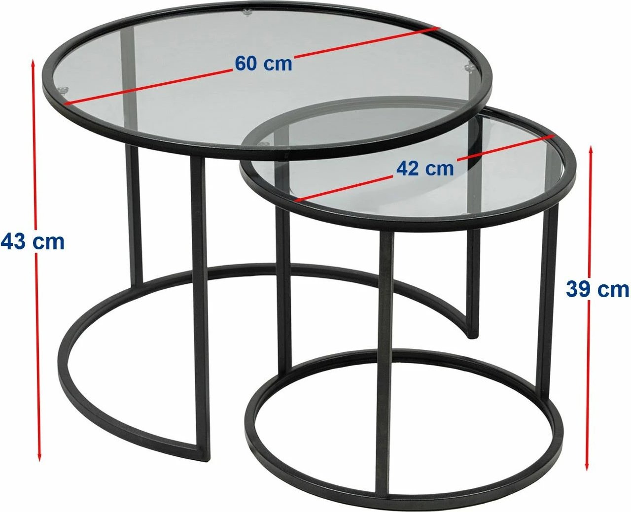 Tavolinë kafeje Hanah Home Tokyo 60, e zezë, fume (set prej dy pjesësh)