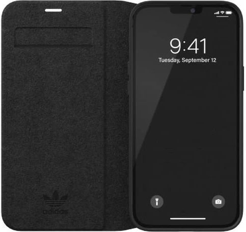 Mbështjellës Adidas OR Booklet Case BASIC për iPhone 12 Pro Max 6.7", zi-bardhë