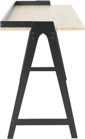 Tavolinë Nextdeco me kornizë metalike, sipërfaqe druri, Ngjyrë e zezë natyrale