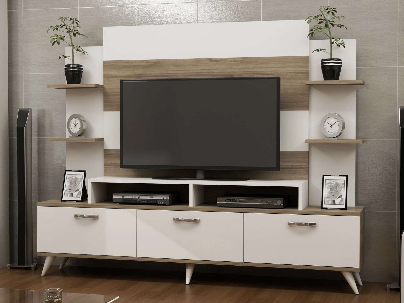 Njësi TV Hanah Home, e bardhë dhe arre, Diana