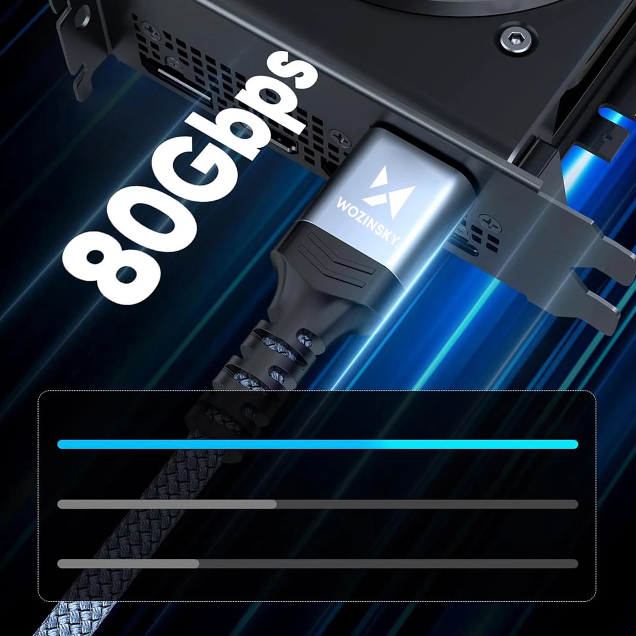 Kabllo DisplayPort, Wozinsky, WPS-16AYL3S, DP 2.1 VESA i certifikuar 80 Gb/s 16K 8K 4K, 3 m, e zezë