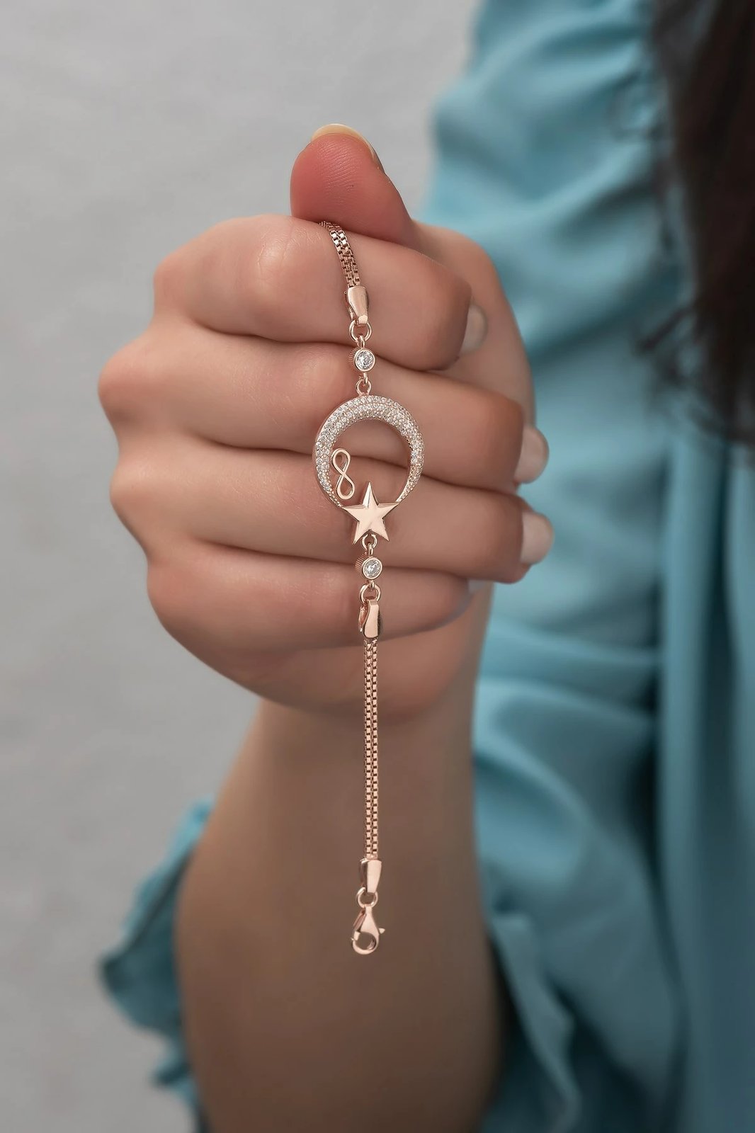 Byzylyk argjendi Jumeon, ngjyrë rozë e artë dhe e bardhë, NRZ99288