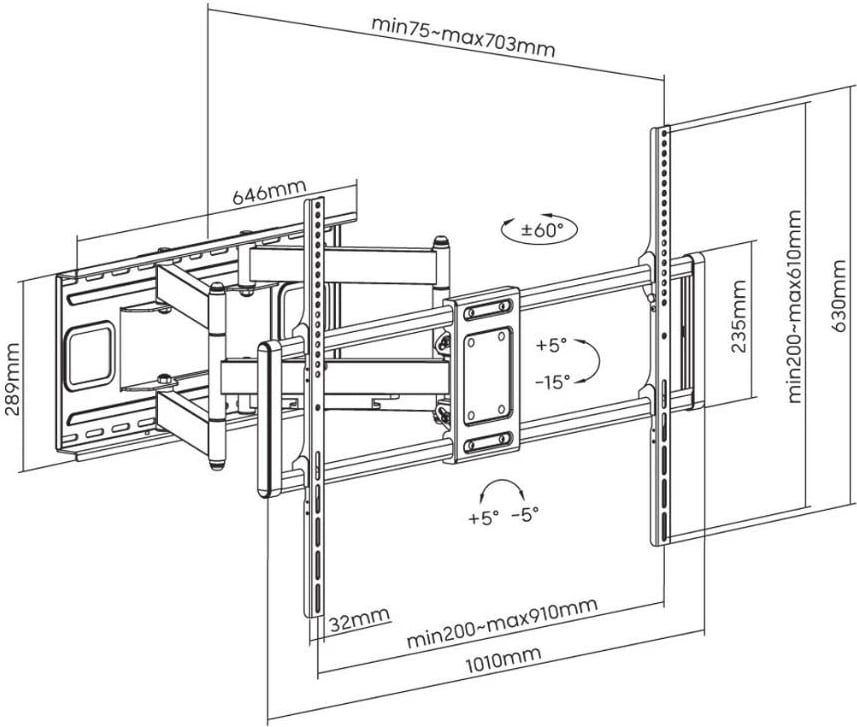 Mbajtës muri për TV Techly 367591, 60-120", rrotullues, i zi Mbajtës muri për TV Techly 367591, 60-120", rrotullues, i zi